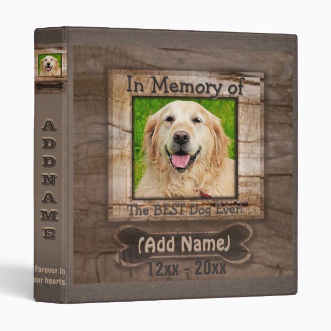 Dog Photo Memorial 3 Ring Binder (Front/Spine)