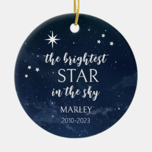 Dog Photo Memorial Brightest Star in the Sky Ceramic Ornament
