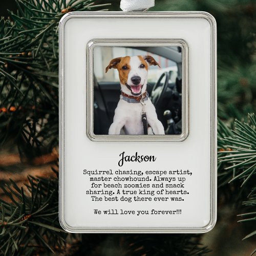 Dog Photo Memorial Custom Keepsake  Pet Loss Christmas Ornament