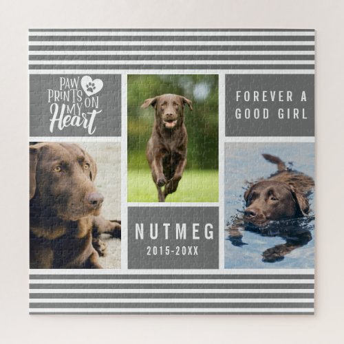 Dog Photo Memorial Paw Prints On My Heart Jigsaw Puzzle