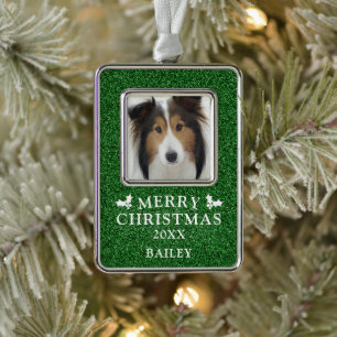 Dog Photo Merry Christmas Personalized Ornament