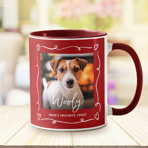 Dog Photo Mom’s Favorite Child Hearts Doodle Red Mug