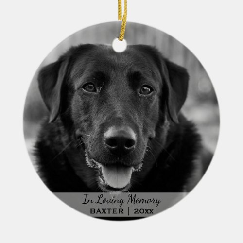 Dog Photo Name Christmas Pet Memorial Ceramic Ornament