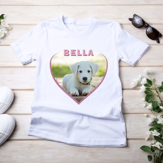 Dog Photo Name Heart Dog Owner T-Shirt (Creator Uploaded)
