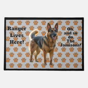 Dog Photo & Name - Lives Here, Family Doormat