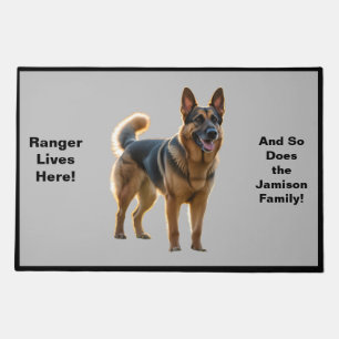 Dog Photo & Name - Lives Here, Family Doormat