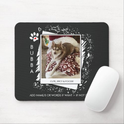 Dog Photo Name Paw heart Desk Mouse Pad