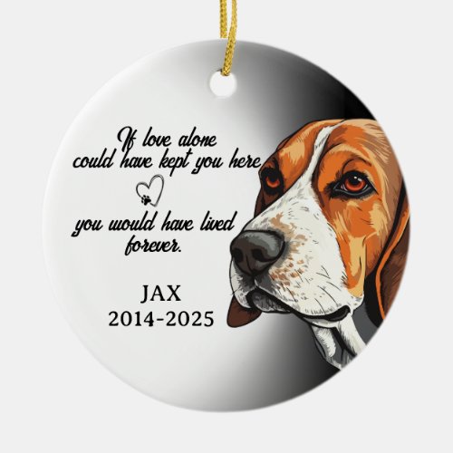 Dog Photo Ornament, Dog Memorial, Beagle.