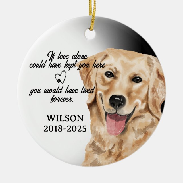 Dog Photo Ornament, Dog Memorial,Golden Retriever. Ceramic Ornament (Front)