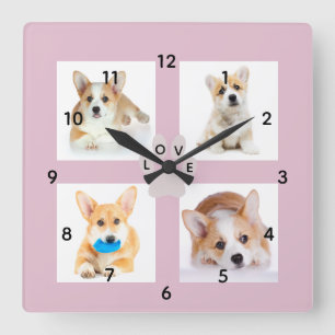 Dog Photo & Paw Print College Acrylic Wall Clock