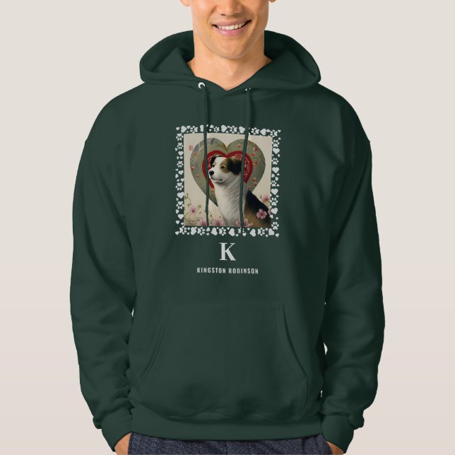 Dog Photo Paws Prints Monogram & Name Personalized Hoodie (Front)