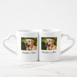 Dog Photo Personalize Mom Dad  Matching Lover's Coffee Mug Set