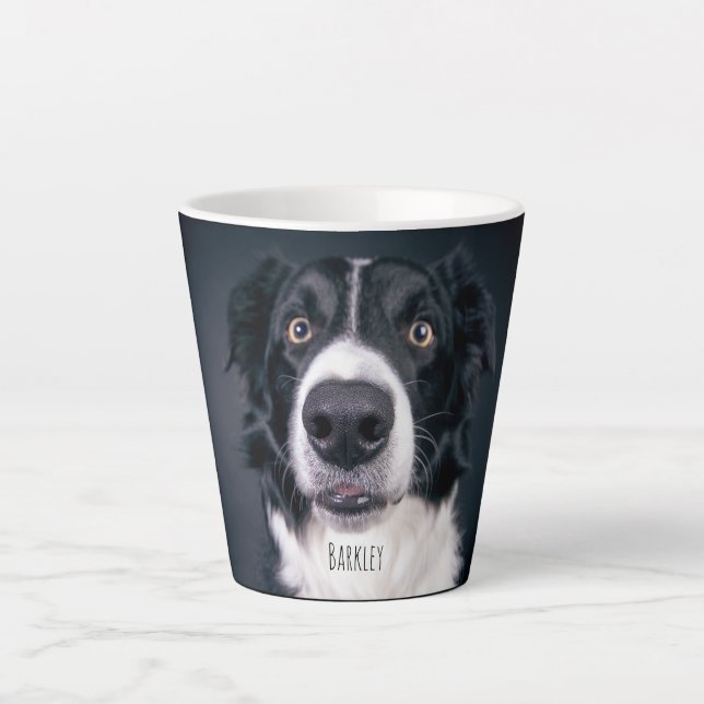 Dog Photo Personalized Name Latte Mug (Front)