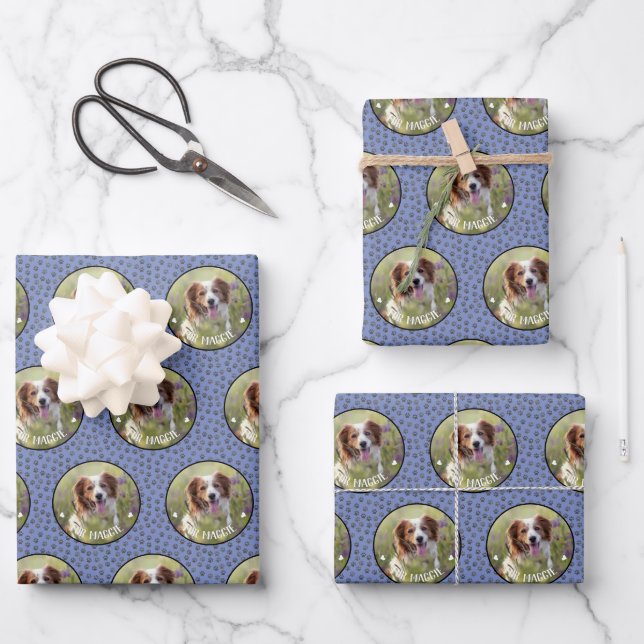 Dog Photo Personalized Wrapping Paper Sheets (Front)