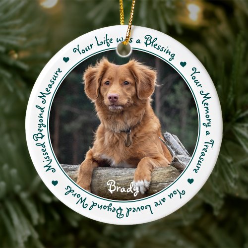 Dog Photo Pet Memorial Keepsake Ceramic Ornament