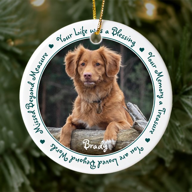 Dog Photo Pet Memorial Keepsake Ceramic Ornament (Creator Uploaded)