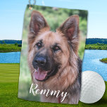 Dog Photo - Pet Photo Dog Dad Dog Lover Golf Towel<br><div class="desc">Two of your favorite things , golf and your dog ! Now you can take your best friend with you as you play 18 holes . Customize this golf towel with your dogs favorite photo and name . Great gift to all golf and dog lovers , from the dog !...</div>