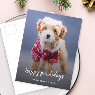Dog Photo Postcard   Happy Pawlidays Pet Christmas