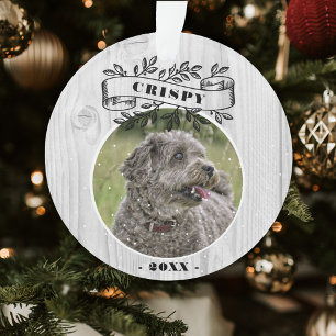 Dog Photo Rustic Wood Photo Personalized  Ornament