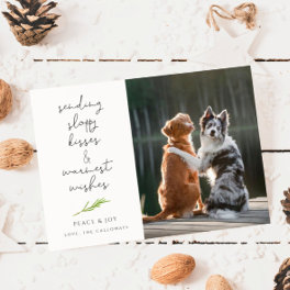 Dog Photo Sloppy Kisses Christmas Holiday Card