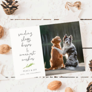Dog Photo Sloppy Kisses Christmas Holiday Card