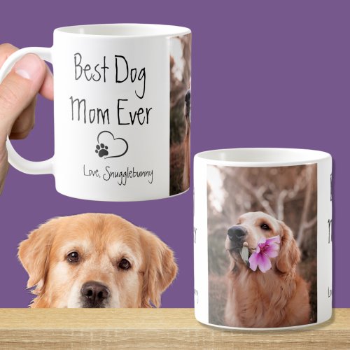 Dog Photo Super Mom Heart Paw Print Coffee Mug