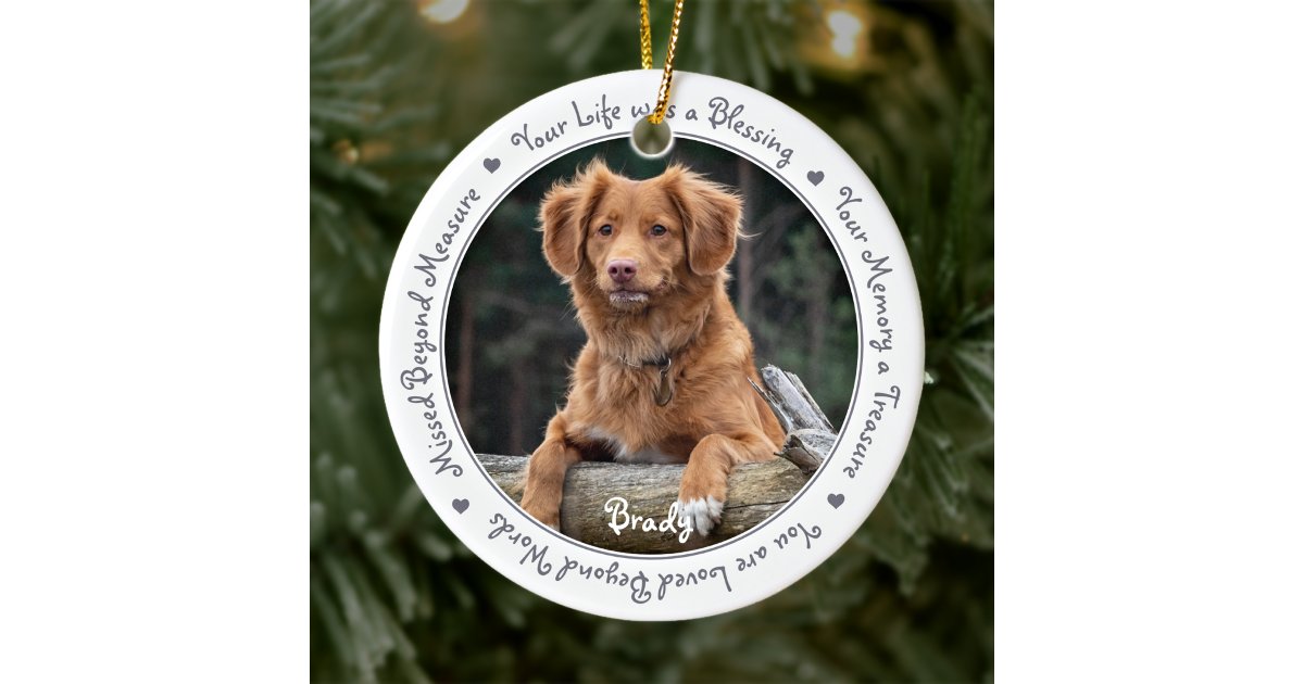 Dog Photo Sympathy Keepsake Pet Memorial Ceramic Ornament | Zazzle
