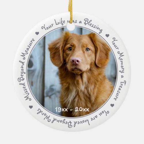 Dog Photo Sympathy Keepsake Pet Memorial Ceramic Ornament