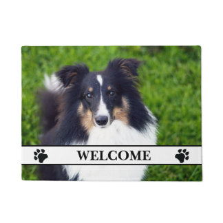Dog Photo Template With Paws And Welcome Text Doormat