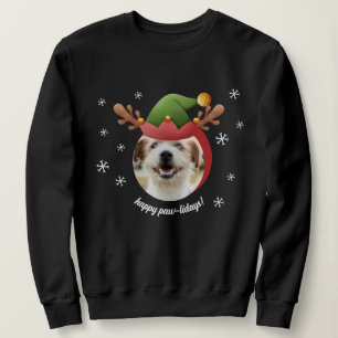 Dog Photo w/ Elf Reindeer Antler Hat Christmas Sweatshirt
