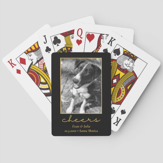 Dog Photo Wedding Favors Cheers Poker Cards (Back)