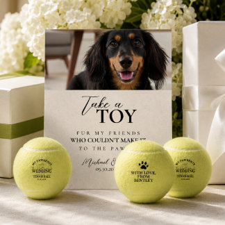Dog Photo Wedding Tennis Ball Favor Pedestal Sign