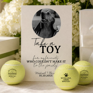 Dog Photo Wedding Tennis Ball Favor Pedestal Sign