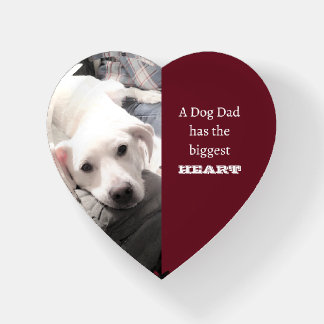 Dog Photo with Dad Father's Day Dark Red Heart Paperweight