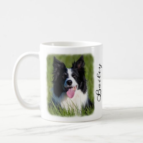 Dog Photo with Faded Border Custom Name and Quote Coffee Mug