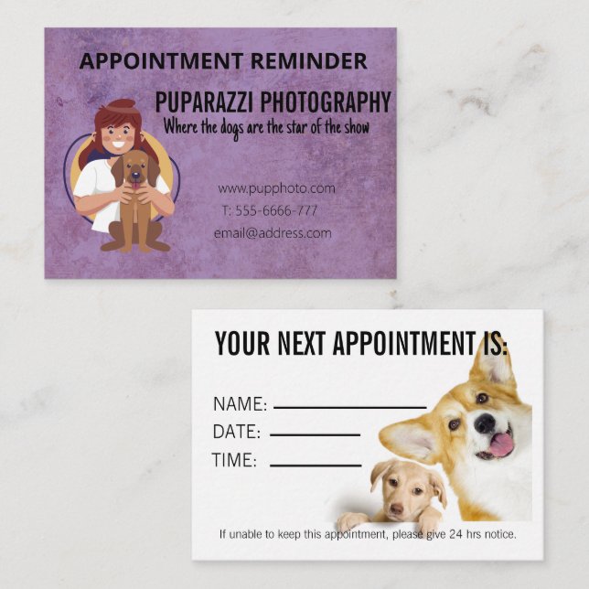 Dog Photography Business Appointment Card (Front/Back)