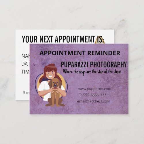 Dog Photography Business Appointment Card