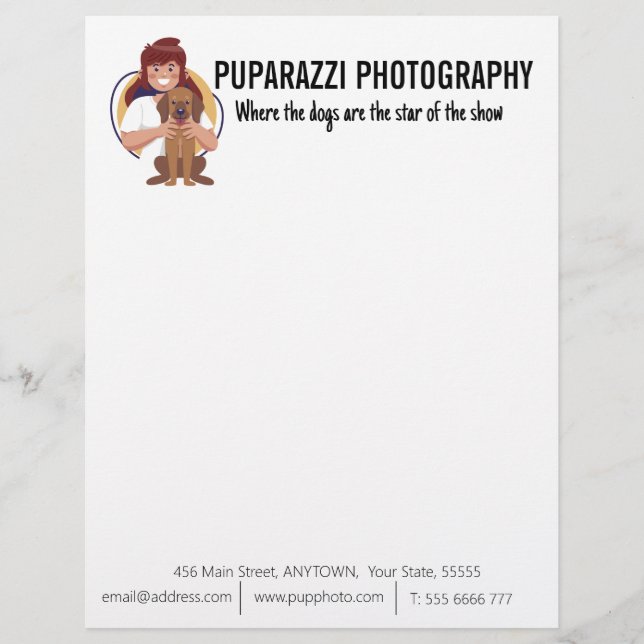 Dog Photography Business Custom  Letterhead (Front)