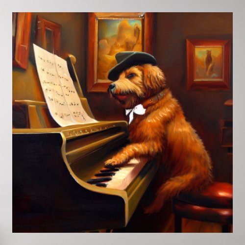 Dog Piano Player Poster
