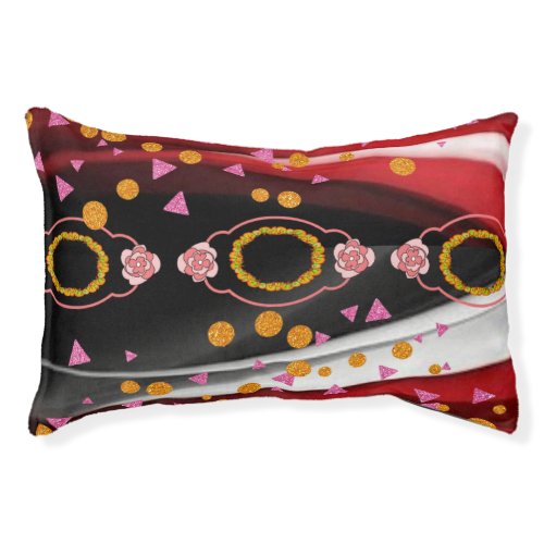 Dog Pillow Abstract Red Black White