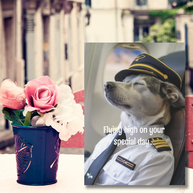 Dog Pilot & Airplane, Cool Funny Aviation Birthday Card (Creator Uploaded)
