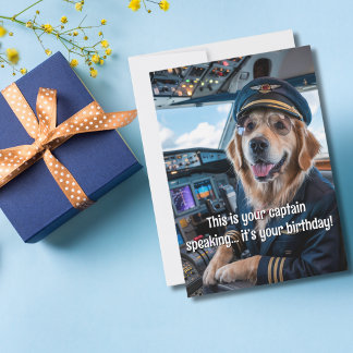Dog Pilot & Airplane Photo Funny Aviation Birthday Card