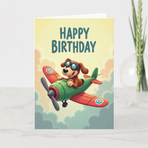 Dog Pilot Birthday Card