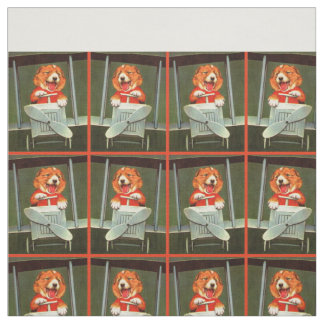dog pilot print fabric