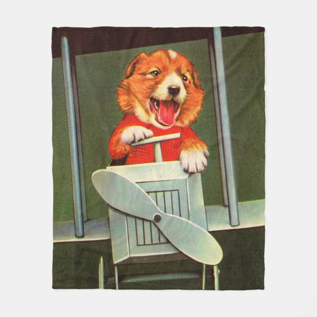 dog pilot print fleece blanket (Front)