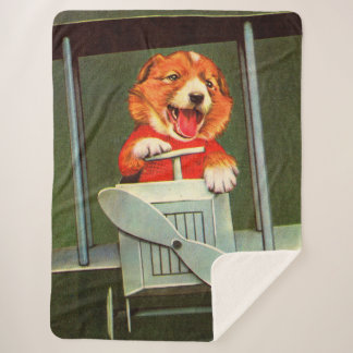 dog pilot print sherpa blanket