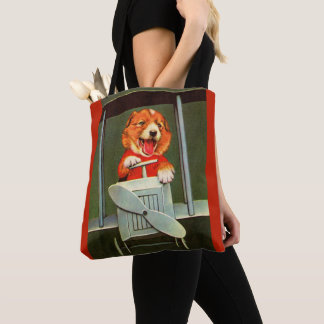 dog pilot tote bag