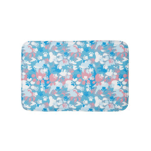 Dog Pink and Blue Camouflage Pattern Bathroom Mat