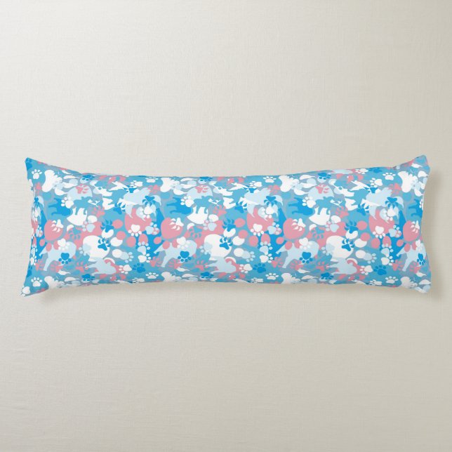Dog Pink and Blue Camouflage Pattern Body Pillow (Front)