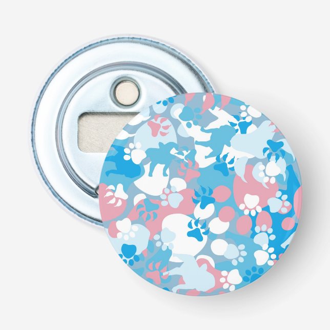 Dog Pink and Blue Camouflage Pattern Bottle Opener (Front)